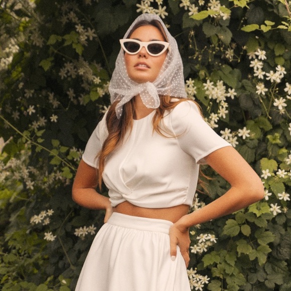 By Malina Bridal Justine top, XL Ivory, bridal crop top, twist top - Picture 2 of 7